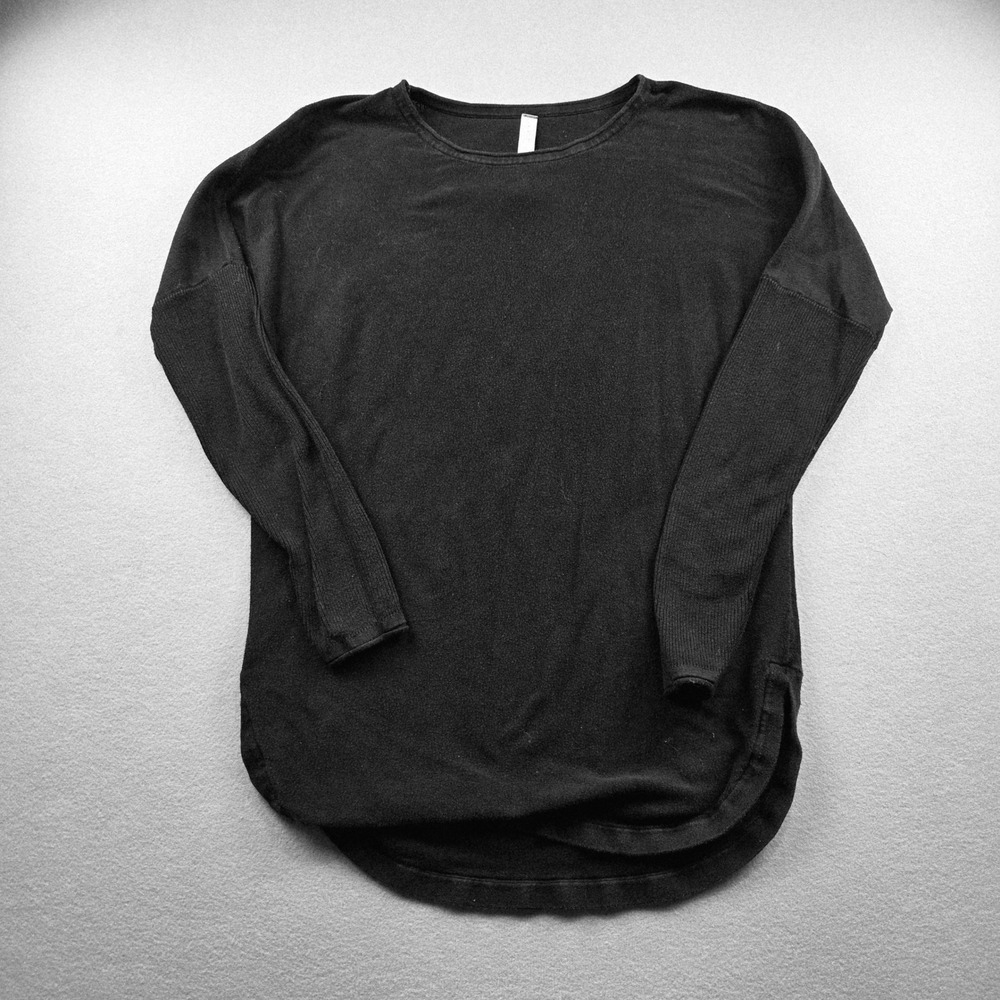Lululemon Sincerely Yours Sweater Black Cotton Oversized Pullover‎ Size 8